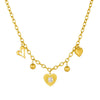 Wholesale Goldplated Stainless Steel Heart Shape Hollow Pendant With O Word Chain Necklace For Women