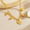 Wholesale Goldplated Stainless Steel Heart Shape Hollow Pendant With O Word Chain Necklace For Women