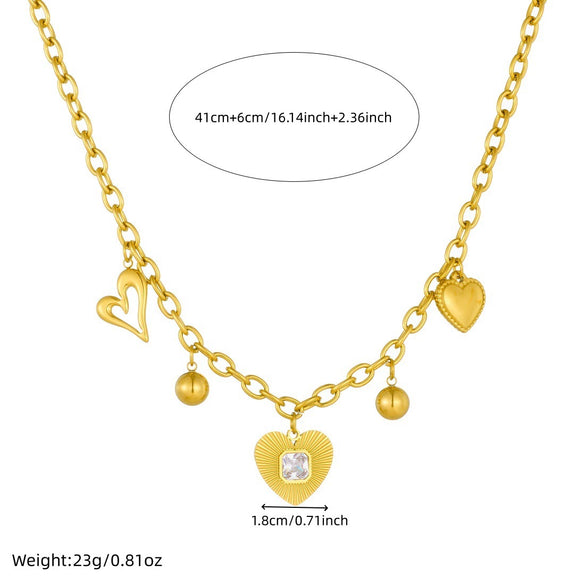 Wholesale Goldplated Stainless Steel Heart Shape Hollow Pendant With O Word Chain Necklace For Women