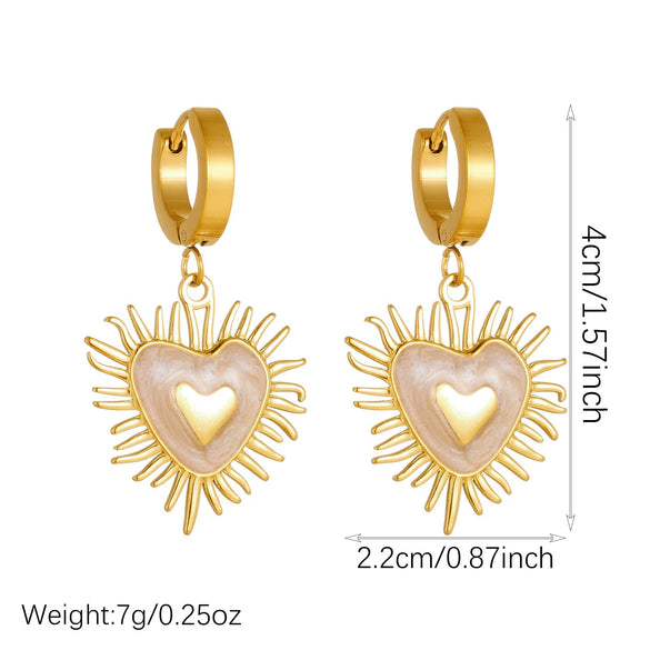 Wholesale Goldplated Stainless Steel Heartshaped French Vintage Earrings For Women