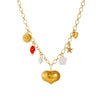 Wholesale Goldplated Stainless Steel Heartshaped Pendant Necklace For Women With Cross Round Chain In Chic Style