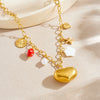 Wholesale Goldplated Stainless Steel Heartshaped Pendant Necklace For Women With Cross Round Chain In Chic Style