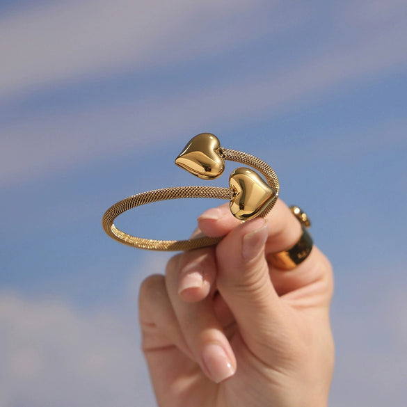 Wholesale Goldplated Stainless Steel Love Hollow Mesh Ferris Wheel Adjustable Bracelet