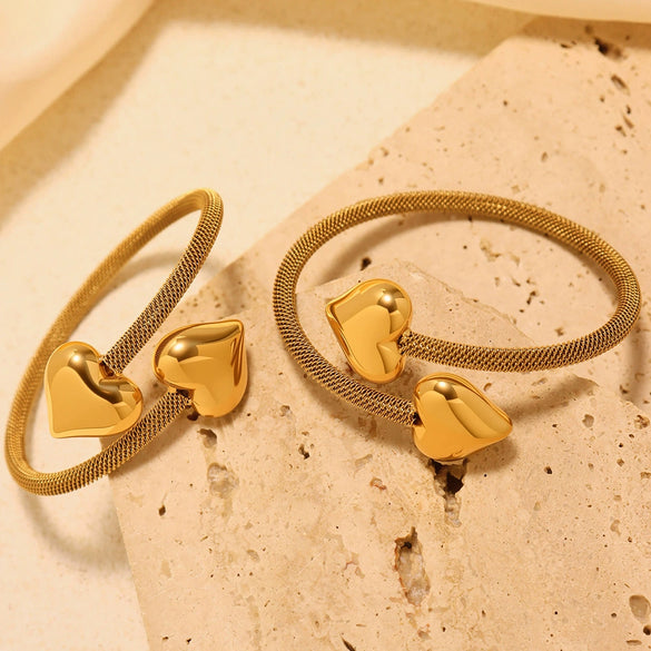 Wholesale Goldplated Stainless Steel Love Hollow Mesh Ferris Wheel Adjustable Bracelet