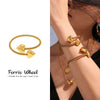 Wholesale Goldplated Stainless Steel Love Hollow Mesh Ferris Wheel Adjustable Bracelet