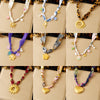Wholesale Goldplated Stainless Steel Pendant Necklace With Leopard Print Small Floral And Heart Shape For Women