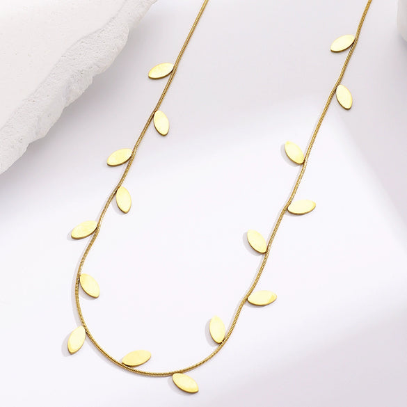 Wholesale Goldplated Stainless Steel Plants And Flowers Leaf Necklace And Bracelet Set Women's Accessories