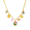 Wholesale Goldplated Stainless Steel Retro Enamel Filigree Plants And Flowers Pattern Round Butterfly Jewelry Set For Women
