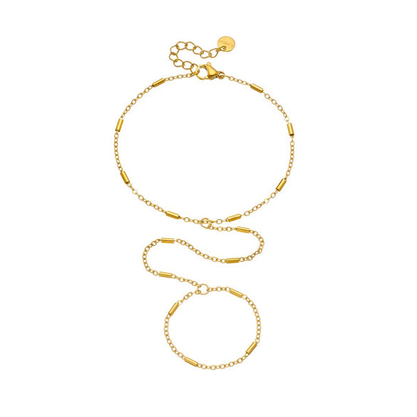 Wholesale Goldplated Stainless Steel Small Round Tube Chain Fingerless Bracelet For Women