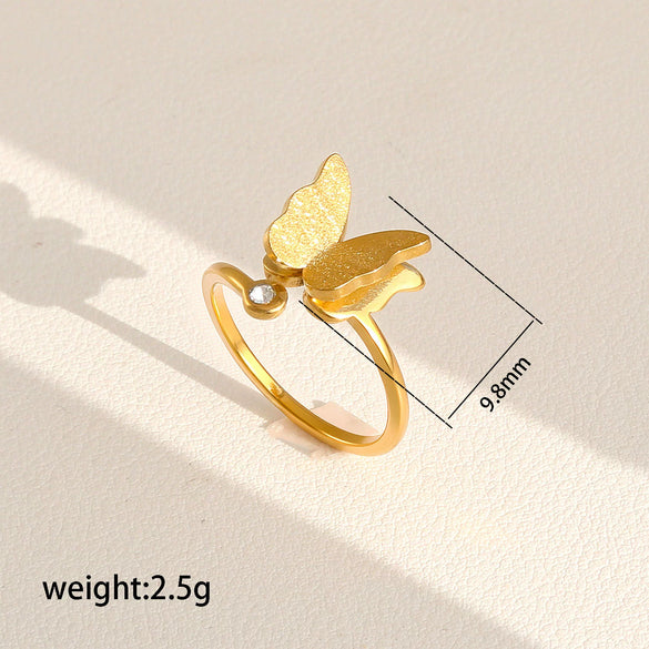 Wholesale Goldplated Stainless Steel Stacking Style Geometric And Flower Pattern Ring Set Unisex