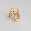Wholesale Goldplated Stainless Steel Stacking Style Geometric And Flower Pattern Ring Set Unisex