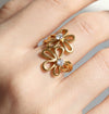 Wholesale Goldplated Stainless Steel Stacking Style Geometric And Flower Pattern Ring Set Unisex