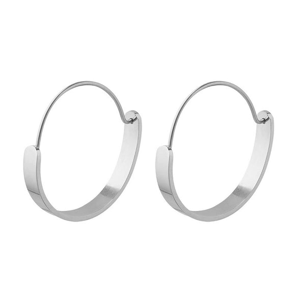 Wholesale Goldplated Titanium Steel Geometric Plain Hoop Earrings For Women Trendy Fashion Personality Jewelry