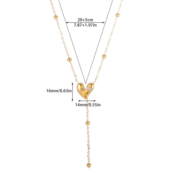 Wholesale Goldplated Titanium Steel Heart Geometric Bead Chain Necklace For Women With Palace And Floral Style