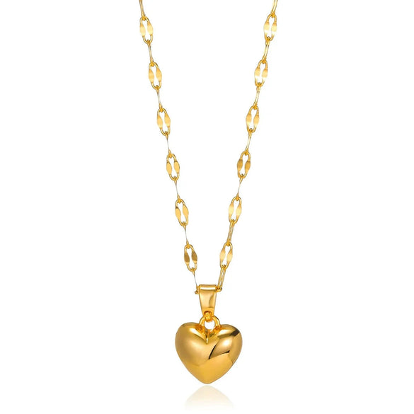Wholesale Goldplated Titanium Steel Heart Geometric Bead Chain Necklace For Women With Palace And Floral Style