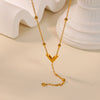 Wholesale Goldplated Titanium Steel Heart Geometric Bead Chain Necklace For Women With Palace And Floral Style