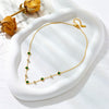 Wholesale Goldplated Titanium Steel Square Clavicle Chain Necklace With Emerald Inlaid Rhinestones Geometric Design Electroplated Accessories