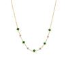 Wholesale Goldplated Titanium Steel Square Clavicle Chain Necklace With Emerald Inlaid Rhinestones Geometric Design Electroplated Accessories