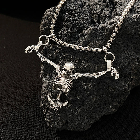 Wholesale Gothic Diablo Skull Pendant Necklace In Alloy With Electroplating Punk Hip Hop Dressed Skeleton Geometric Pattern And Regular Chain For Unisex