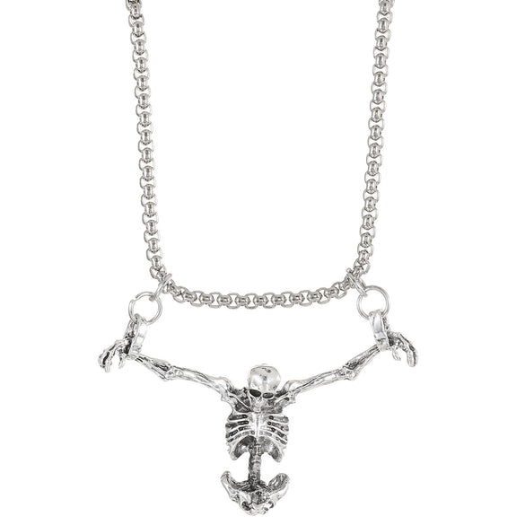 Wholesale Gothic Diablo Skull Pendant Necklace In Alloy With Electroplating Punk Hip Hop Dressed Skeleton Geometric Pattern And Regular Chain For Unisex