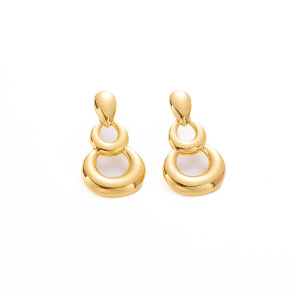 Wholesale Gourd Design Titanium Steel Earrings With Geometric Pattern Electroplated For Women Fashion And Versatile Light Luxury High End
