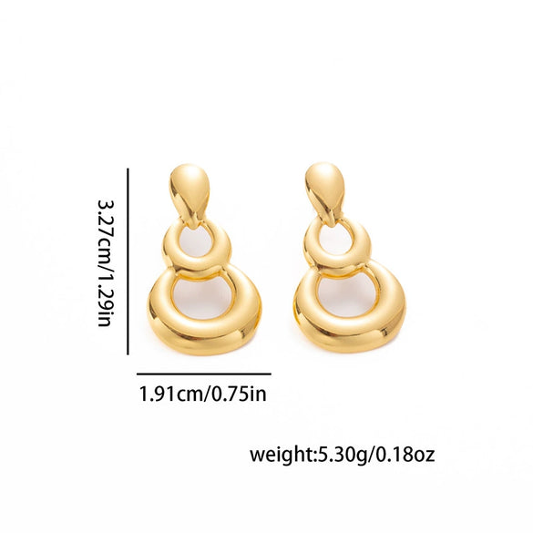 Wholesale Gourd Design Titanium Steel Earrings With Geometric Pattern Electroplated For Women Fashion And Versatile Light Luxury High End
