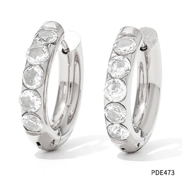 Wholesale Green Circle Female Earrings In Palace Style Stainless Steel With Electroplating And Geometric Design