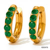 Wholesale Green Circle Female Earrings In Palace Style Stainless Steel With Electroplating And Geometric Design