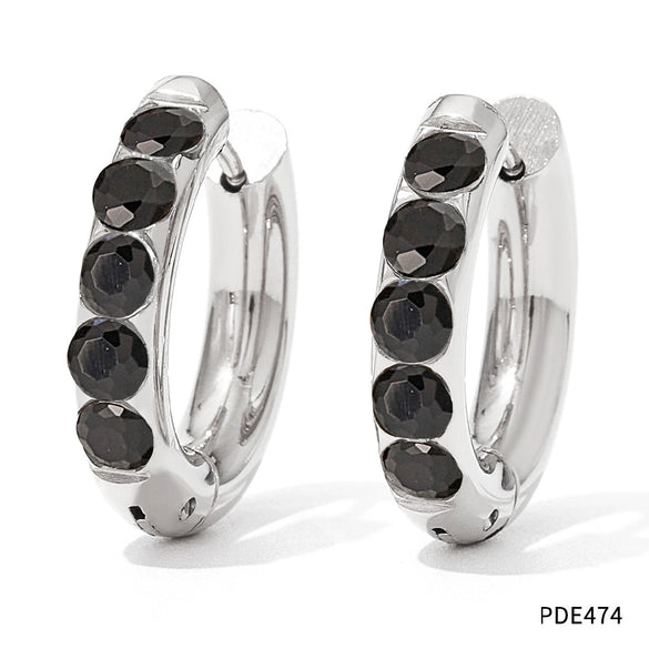 Wholesale Green Circle Female Earrings In Palace Style Stainless Steel With Electroplating And Geometric Design