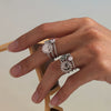 Wholesale Green Diamond Cactus Sun Goddess Ring In Stainless Steel With Geometric Pattern And Electroplating For Women
