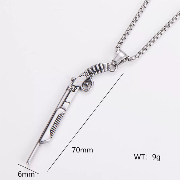 Wholesale Gun Necklace Stainless Steel Punk Hip Hop Geometric Polished Fashion
