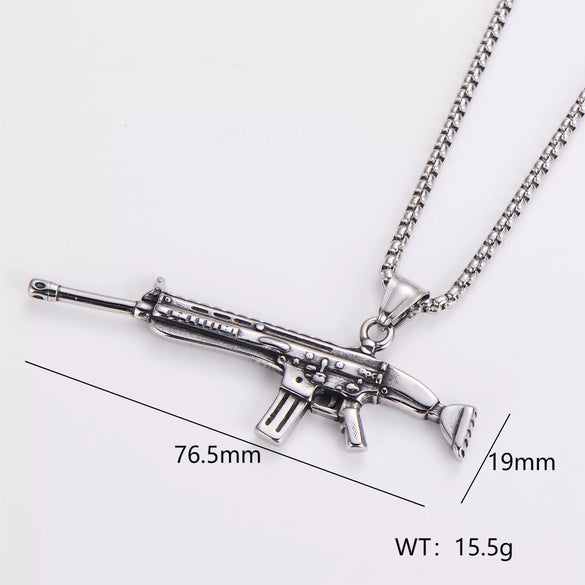 Wholesale Gun Necklace Stainless Steel Punk Hip Hop Geometric Polished Fashion