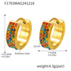Wholesale Gymnolium Donut Stainless Steel Zircon Earrings Pvd Plated 18K True Gold Geometric Light Luxury Style