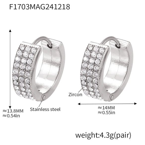Wholesale Gymnolium Donut Stainless Steel Zircon Earrings Pvd Plated 18K True Gold Geometric Light Luxury Style