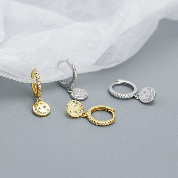 Wholesale Gypsophila Pendant Earrings 925 Silver Star Moon Geometric Electroplated Women's