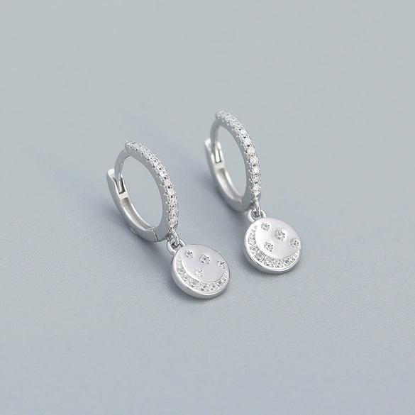 Wholesale Gypsophila Pendant Earrings 925 Silver Star Moon Geometric Electroplated Women's