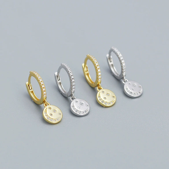 Wholesale Gypsophila Pendant Earrings 925 Silver Star Moon Geometric Electroplated Women's