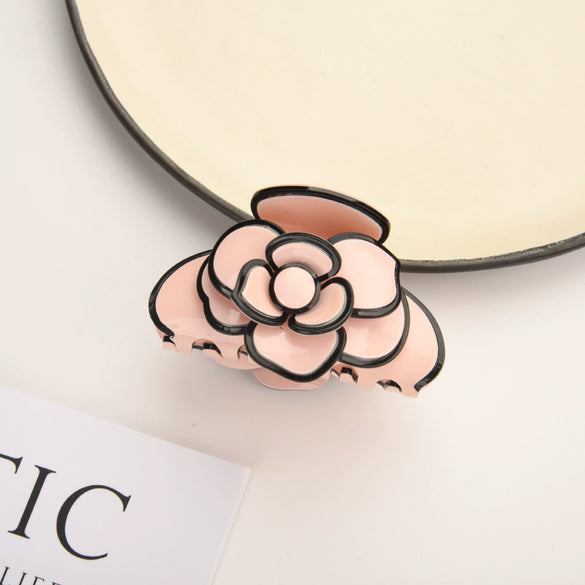 Wholesale Hair Accessories Acetic Acid Camellia Flower Handmade Shark Clip For Women