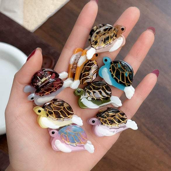 Wholesale Hair Accessories Acetic Acid Handmade Small Turtle Animal Side Clip For Women