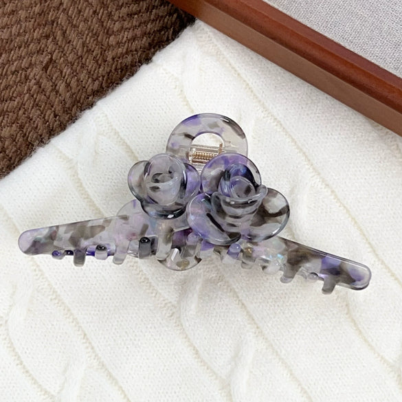 Wholesale Hair Accessories Acetic Acid Handmade Twin Flowers Grab Clip For Women