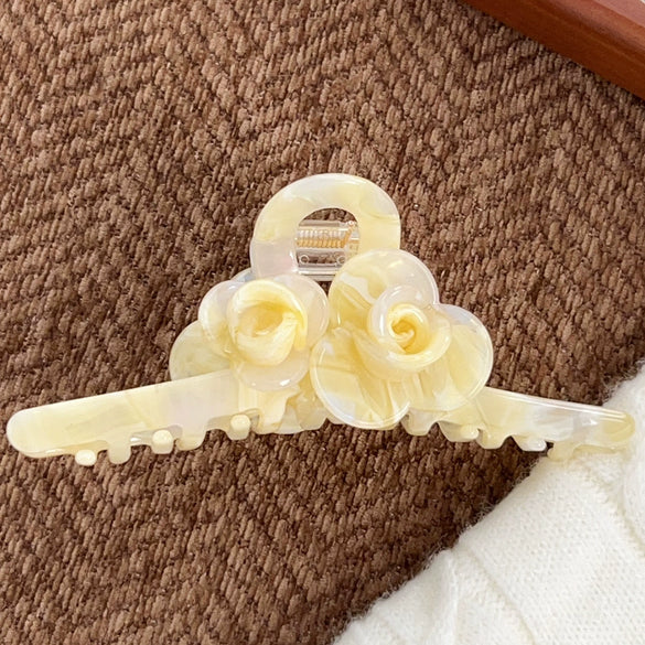 Wholesale Hair Accessories Acetic Acid Handmade Twin Flowers Grab Clip For Women