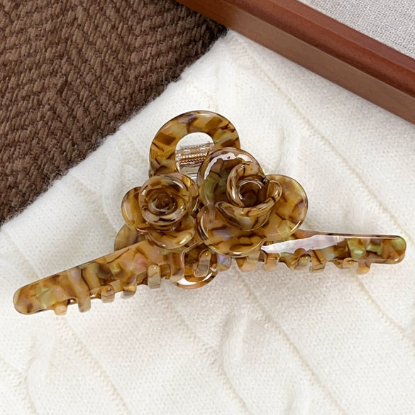 Wholesale Hair Accessories Acetic Acid Handmade Twin Flowers Grab Clip For Women