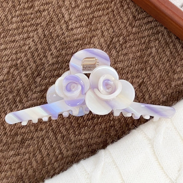 Wholesale Hair Accessories Acetic Acid Handmade Twin Flowers Grab Clip For Women