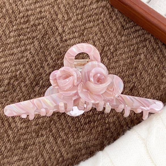 Wholesale Hair Accessories Acetic Acid Handmade Twin Flowers Grab Clip For Women