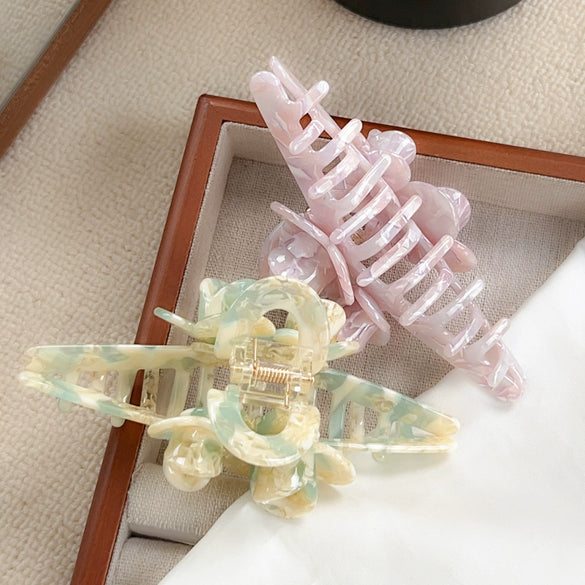 Wholesale Hair Accessories Acetic Acid Handmade Twin Flowers Grab Clip For Women