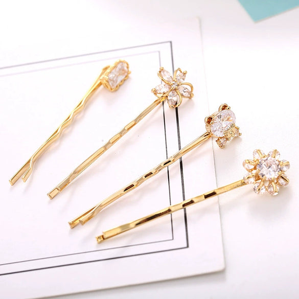Wholesale Hair Accessories Alloy Bear Fivepointed Star Snowflake Rectangular Zircon Electroplated Jewelry For Women