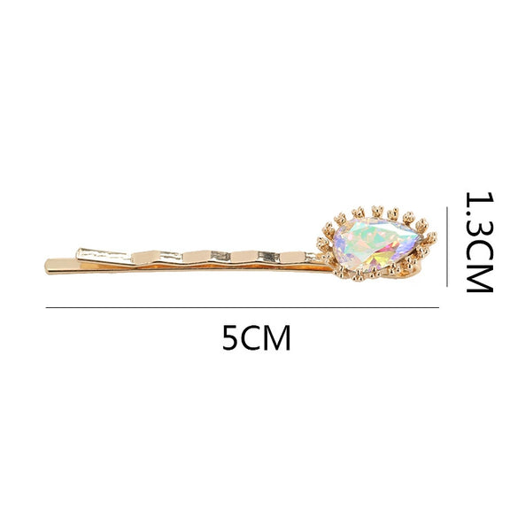 Wholesale Hair Accessories Alloy Water Drop Crystalinlaid Electroplated British Retro Geometric Hairpin For Women