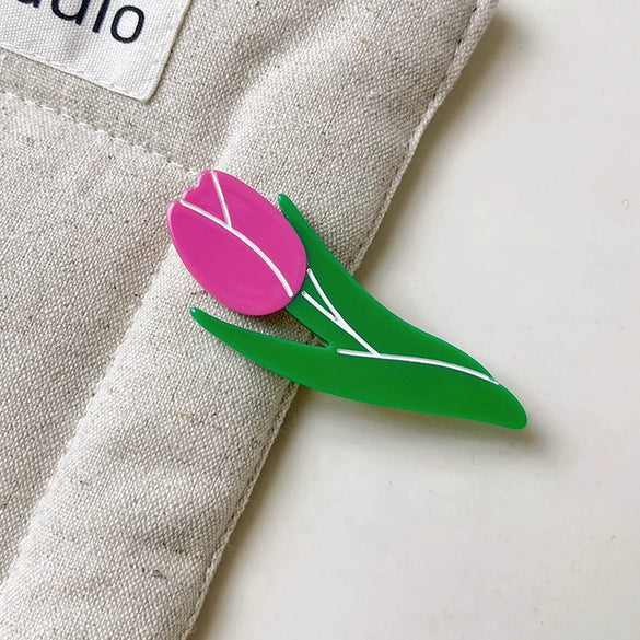 Wholesale Hair Accessories Cartoon Animal Fruit Vegetable Tulip Acetate Handmade Bangs Clip For Women