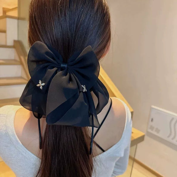 Wholesale Hair Accessories Fabric Handmade French Retro Floral Bow Ribbon Clip For Women