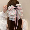 Wholesale Hair Accessories Fabric Handmade French Retro Floral Bow Ribbon Clip For Women